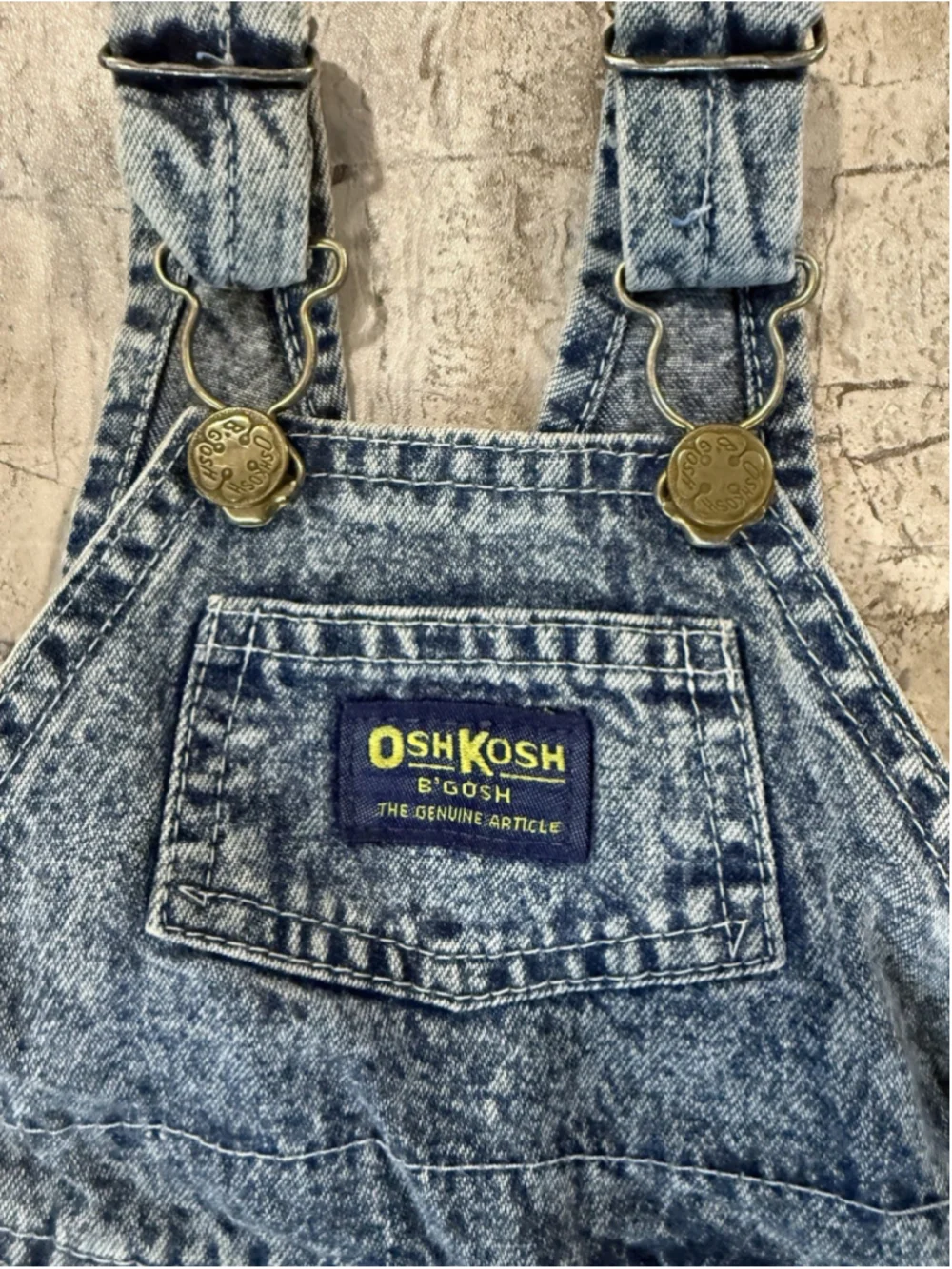 Vintage Oshkosh B'Gosh Kids Denim Overalls Acid Wash 3-6 Months 80s 90s USA
